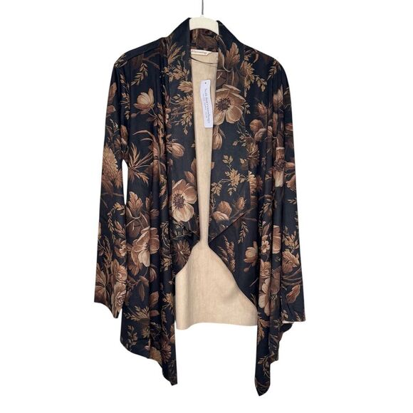 Soft Surroundings Jacket Size Medium NEW Shape Drape Faux Suede Floral - Picture 1 of 9